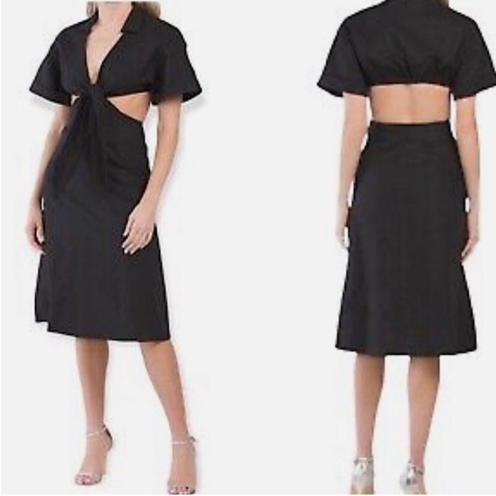 O.p.t OnePrettyTime Cutout by Anthropologie Sz S Cotton Flax Blend Black